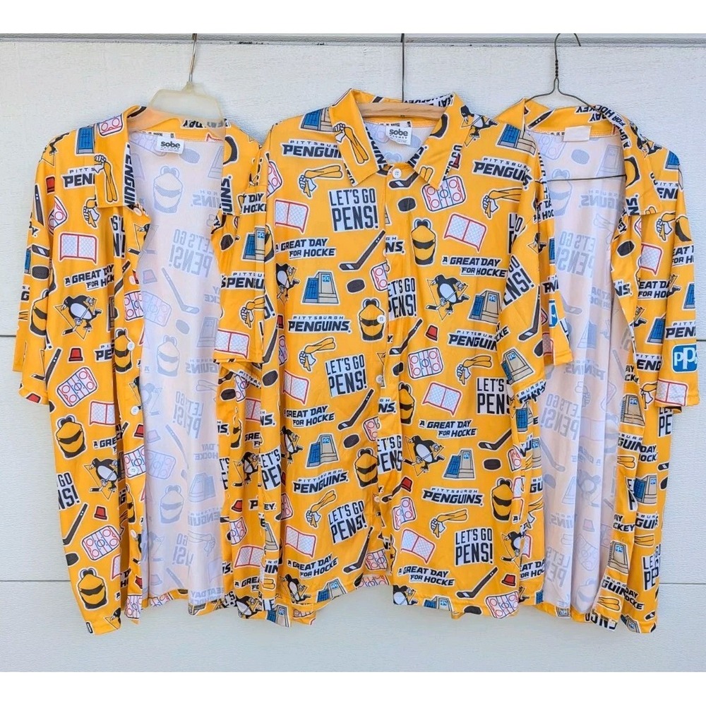 Pittsburgh Penguins  XL Hawaiian Style Patterned Shirt A GREAT DAY FOR HOCKEY